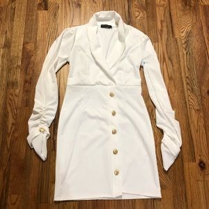 White Suit-Dress with Gold Buttons